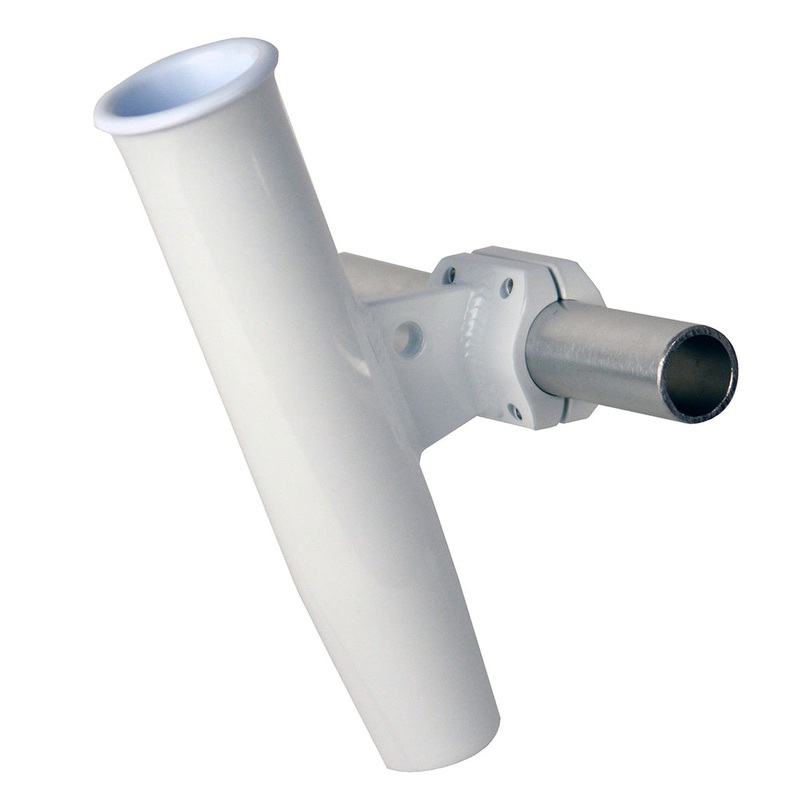C.E. Smith Aluminum Horizontal Clamp-On Rod Holder 1.66″ OD – White Powder Coated w/Sleeve [53721]