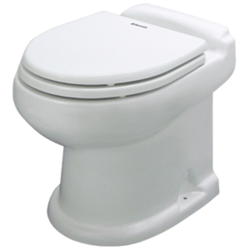 Dometic – SeaLand MasterFlush 8759  Standard Height Marine Toilet w/Macerator – White – 12V – Flush Electronic Switch