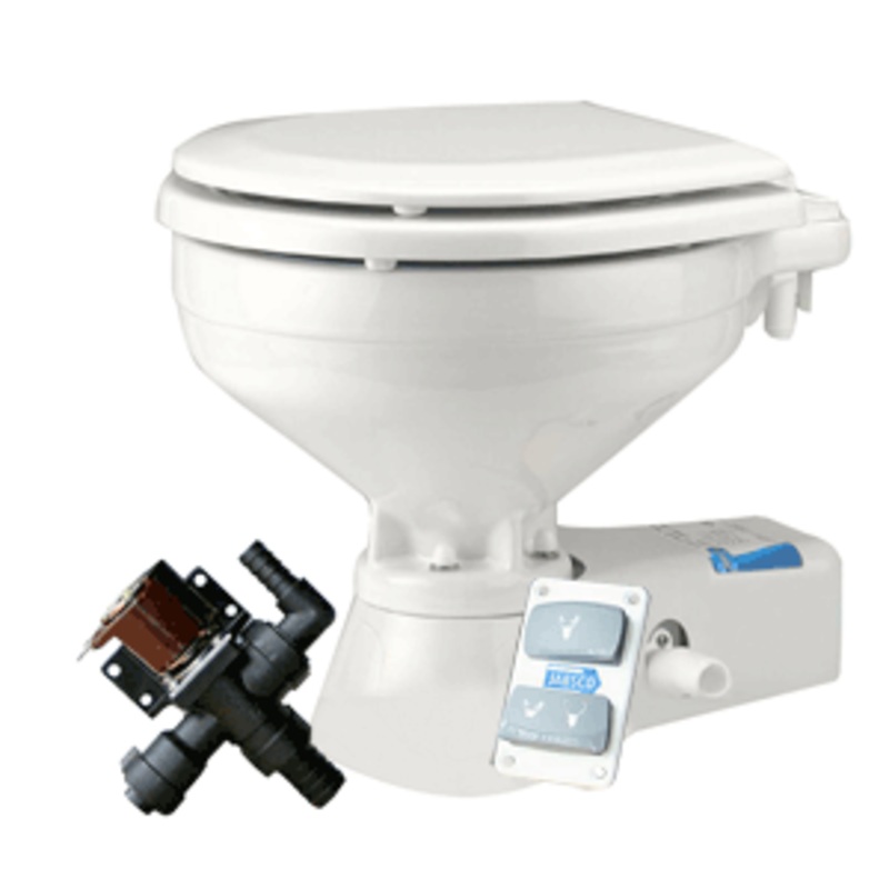 Jabsco 17″ Quiet Flush Electric Toilet – Freshwater