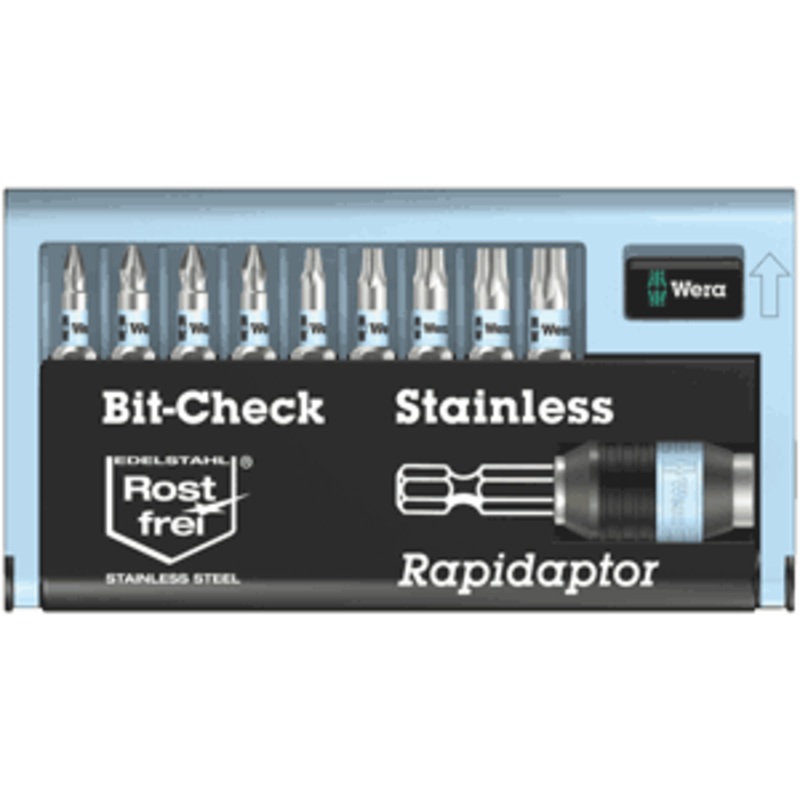 Wera 10 Piece Stainless Steel Bit Set w/Rapidaptor