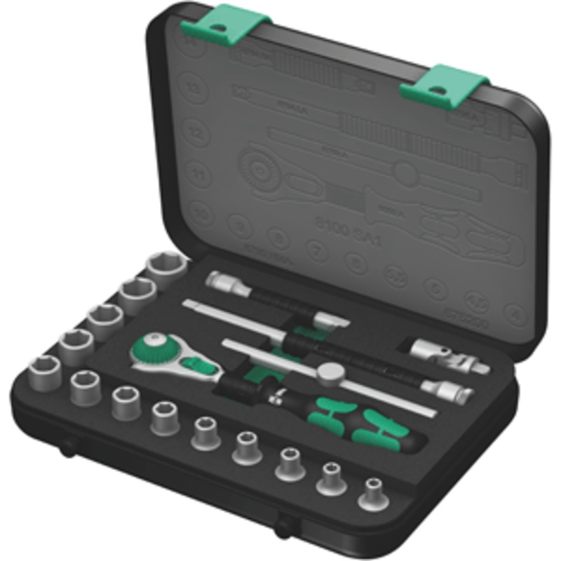 Wera Zyklop 18 Piece Metric Ratchet Set – 1/4″ Drive w/Case