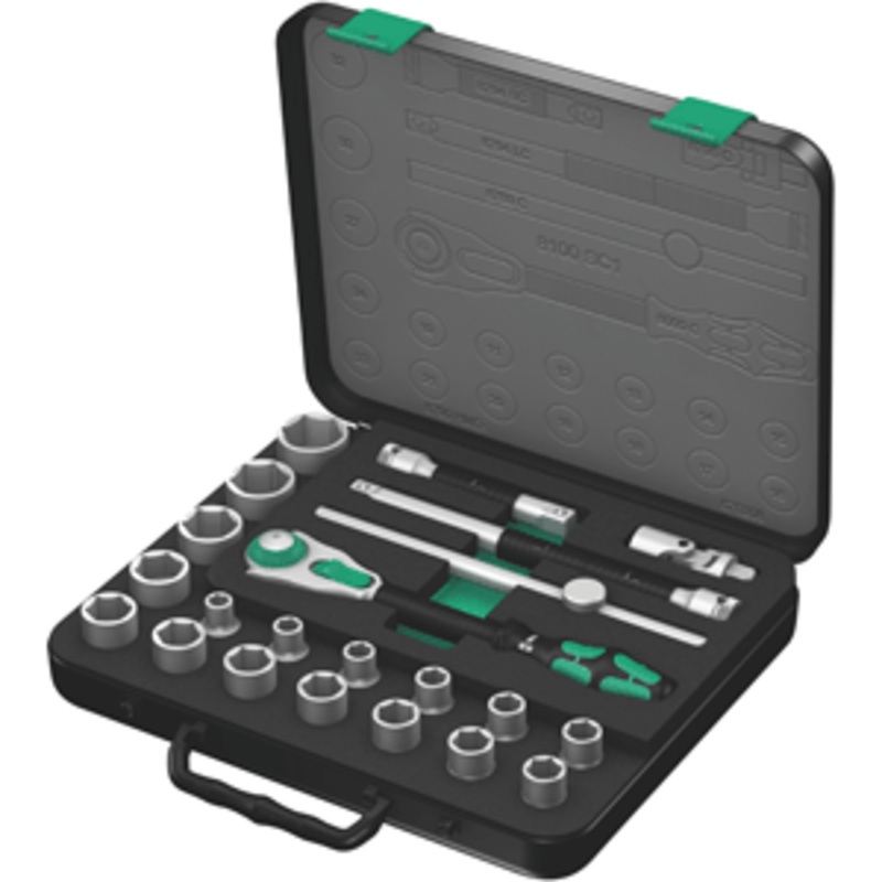 Wera Zyklop 22 Piece Metric Ratchet Set 1/2″ Drive w/Case