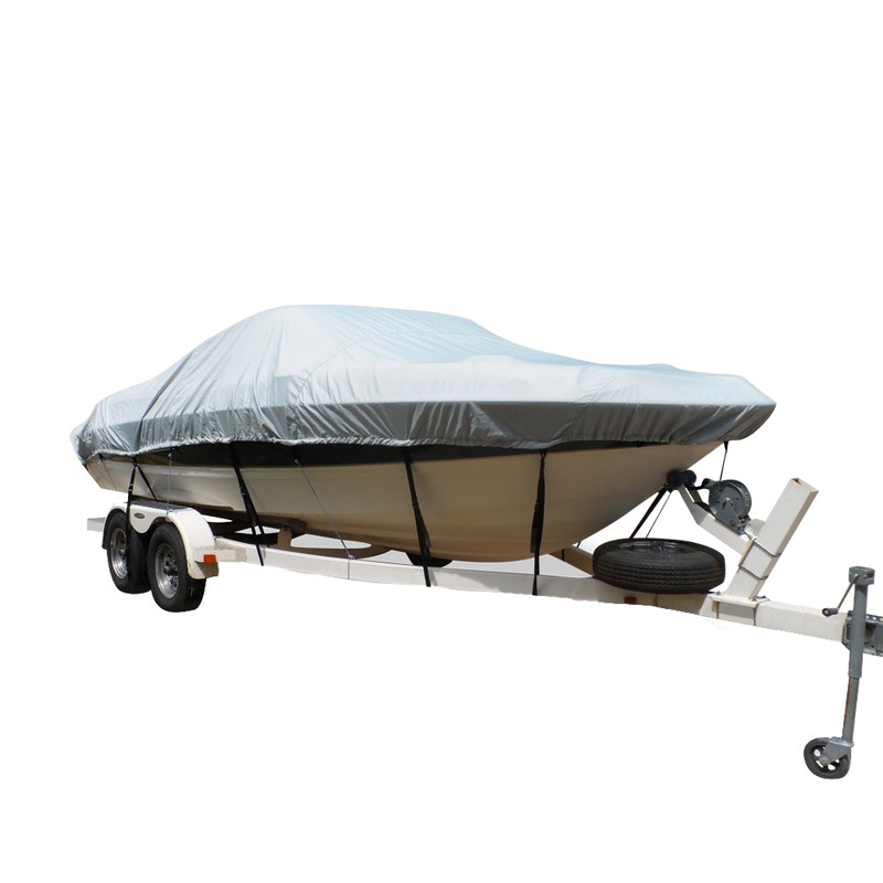 Carver Flex-Fit PRO Polyester Size 1 Boat Cover f/V-Hull Fishing Boats  Jon Boats – Grey [79001]