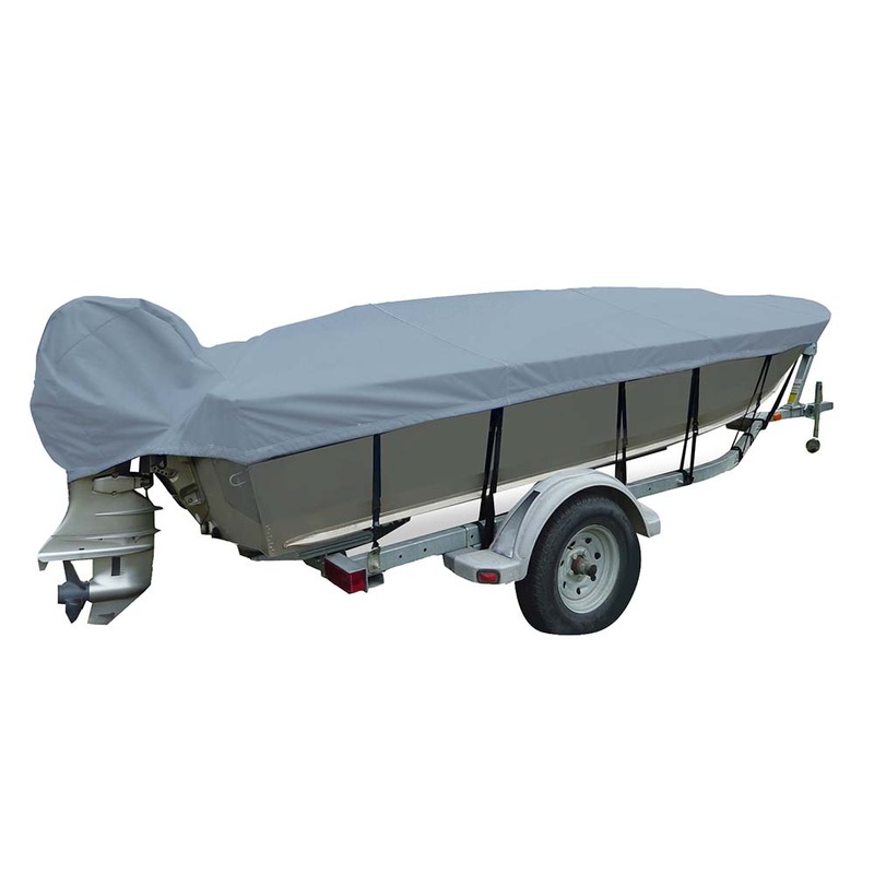 Carver Poly-Flex II Narrow Series Styled-to-Fit Boat Cover f/14.5 V-Hull Fishing Boats – Grey [70124F-10]