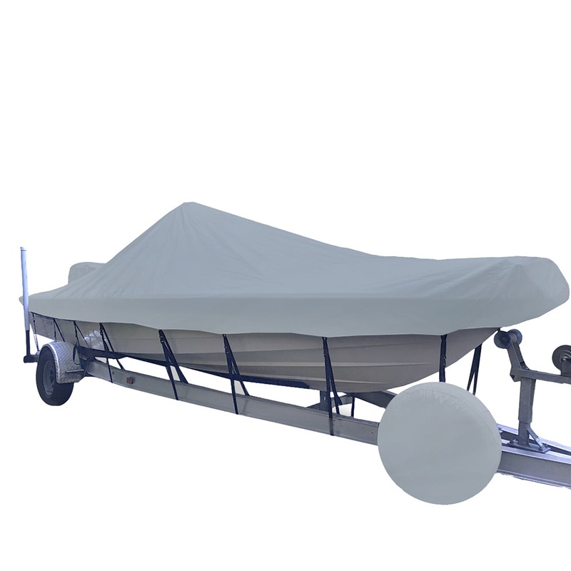 Carver Sun-DURA Styled-to-Fit Boat Cover f/19.5 V-Hull Center Console Shallow Draft Boats – Grey [71219S-11]