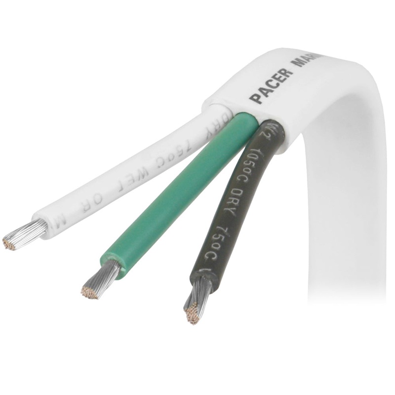 Pacer 8/3 AWG Triplex Cable – Black/Green/White – 100 [W8/3-100]