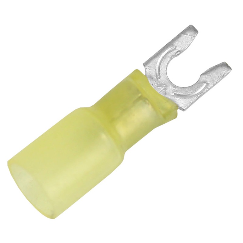 Pacer 12-10 AWG Heat Shrink Spade Terminal – #8 Stud Size – 25 Pack [TE10-8SLF-25]