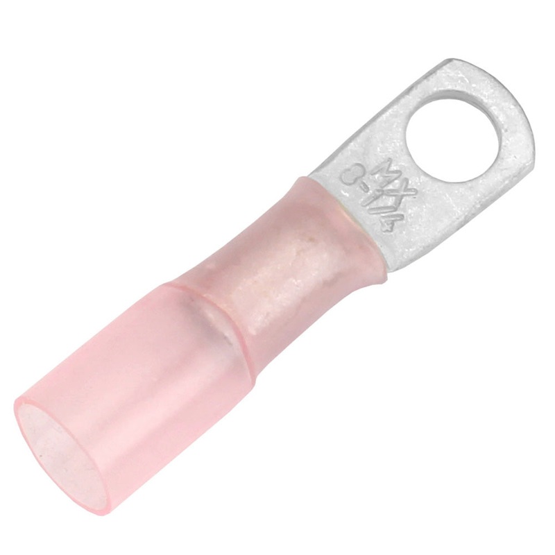 Pacer 8 AWG Heat Shrink Ring Terminal – 1/4″ Stud Size – 25 Pack [TE8-14R-25]