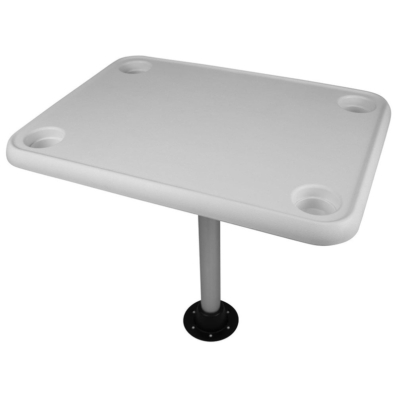 Wise White Rectangular Table – 4 Drink Holders w/Pedestal [8WD944]