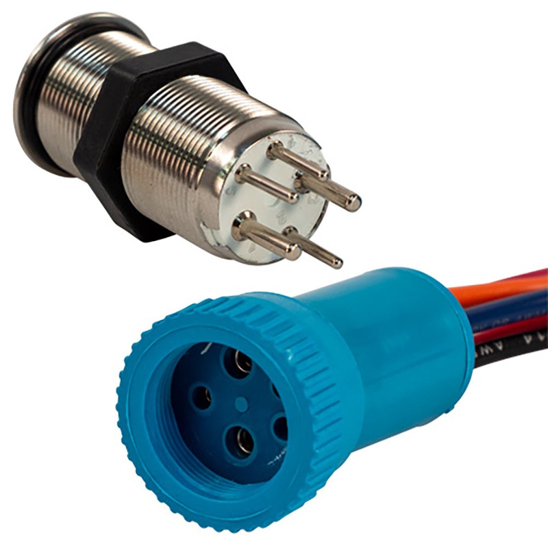 Bluewater 19mm Push Button Switch – Nav/Anc Contact – Blue/Green/Red LED – 1′ Lead [9057-3114-1]