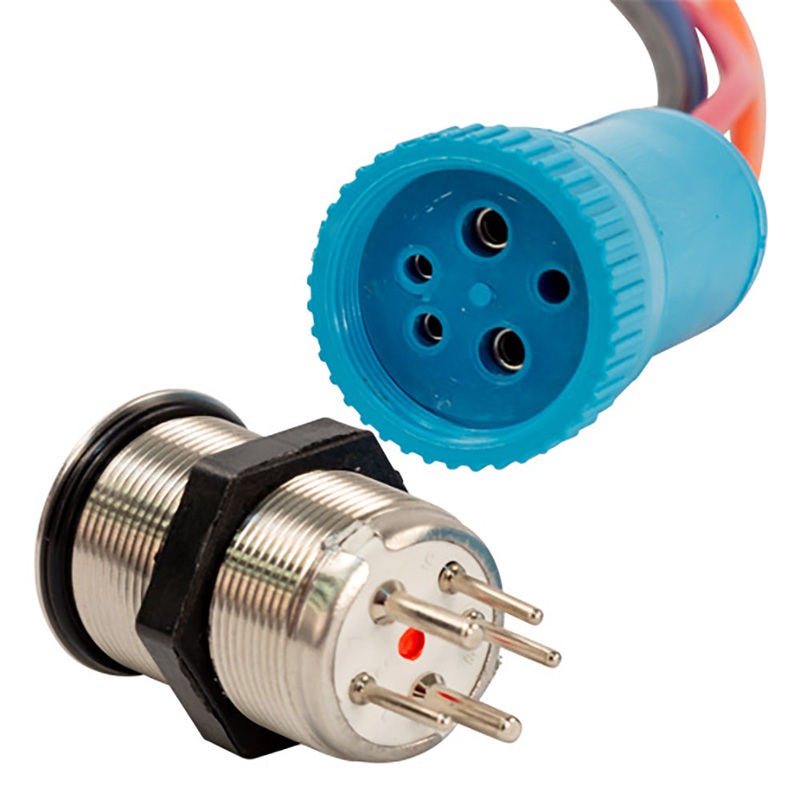 Bluewater 22mm Push Button Switch – Nav/Anc Contact – Blue/Green/Red LED – 1′ Lead [9059-3114-1]