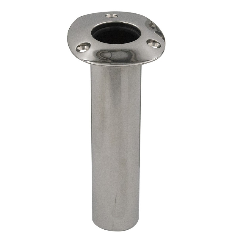 C.E. Smith 70 Series Standard Flush Mount Rod Holder – 0 Degree – Stainless Steel – Gimbal Bar Bottom – Black Liner [536700]