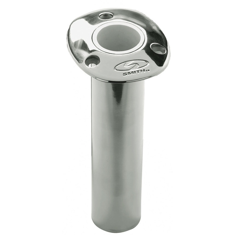 C.E. Smith Flush Mount Rod Holder – 0 Degree  9″ Depth – Stainless Steel – Cast Bottom – White Vinyl Liner [53670CA]