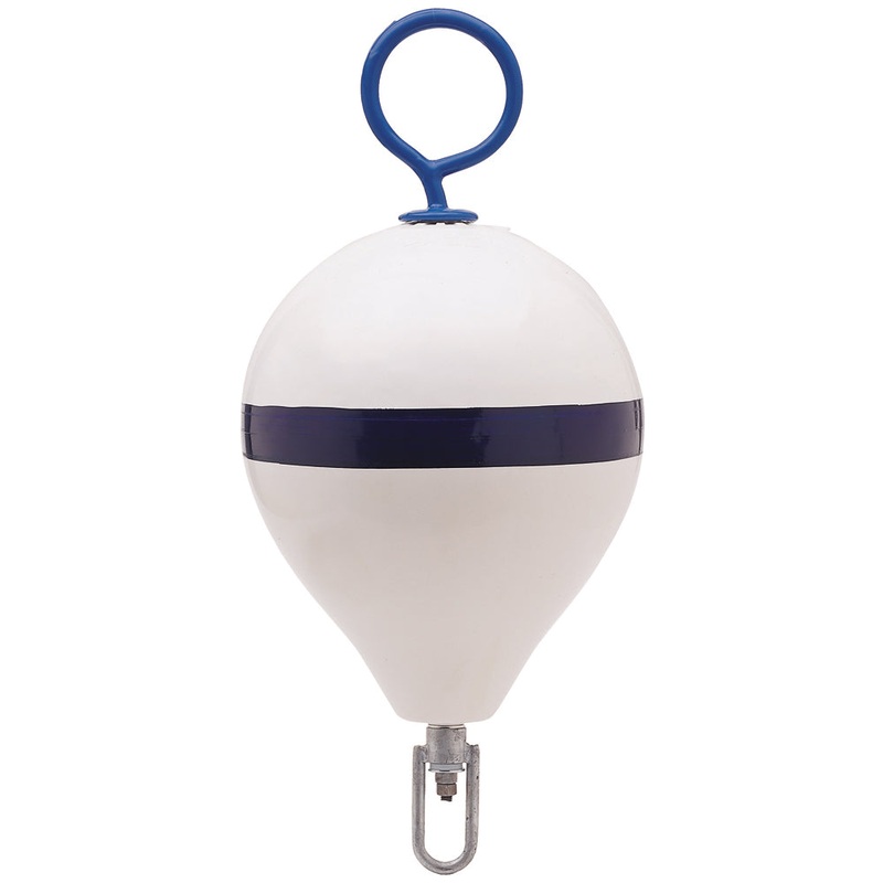Polyform 13.5″ CM Mooring Buoy w/Steel Iron – White Blue Stripe [CM-2 WHT W/STR]