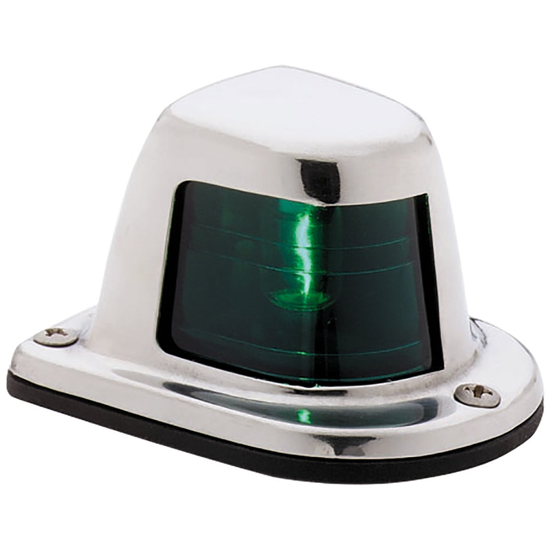 Attwood 1-Mile Deck Mount, Green Sidelight – 12V – Stainless Steel Housing [66319G7]