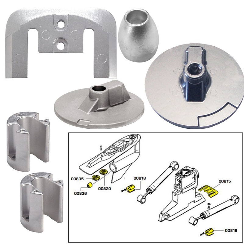 Tecnoseal Anode Kit w/Hardware – Mercury Bravo 3 2004-Present – Zinc [20805]