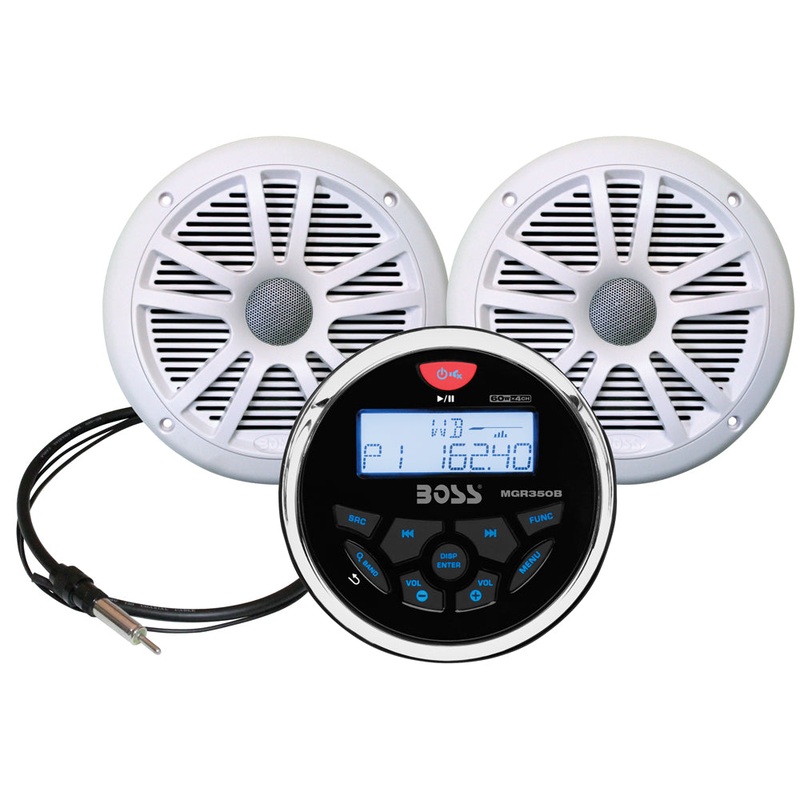Boss Audio MCKGB350W.6 Marine Stereo  6.5″ Speaker Kit – White [MCKGB350W.6]