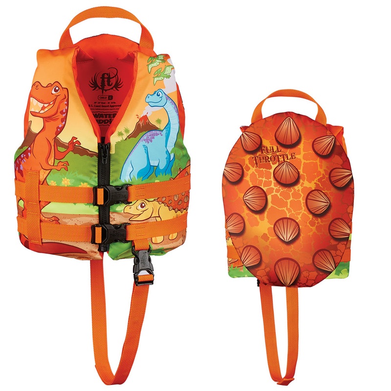 Full Throttle Water Buddies Life Vest – Child 30-50lbs – Dinosaurs [104300-200-001-15]