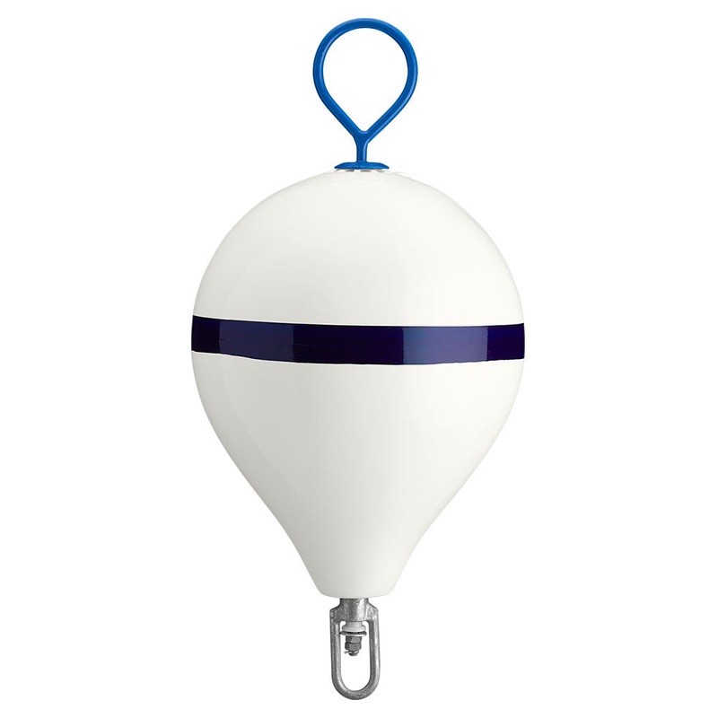 Polyform 17″ CM Mooring Buoy w/Steel Iron – White Blue Stripe [CM-3-SS WHT/STR/SS]