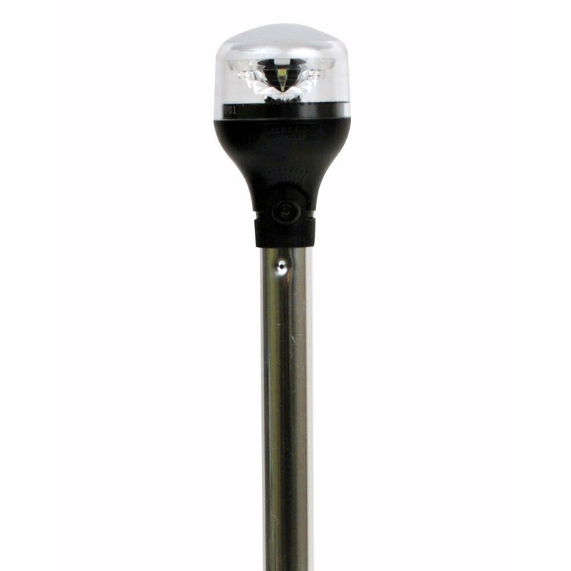 Attwood LightArmor All-Around Light – 20″ Aluminum Pole – Black Vertical Composite Base w/Adapter [5551-PA20-7]