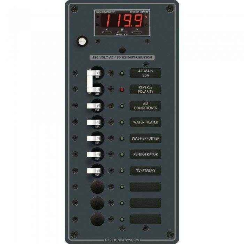 Blue Sea 8 Position A-Series Ac Main Circuit Breaker Panel 8406