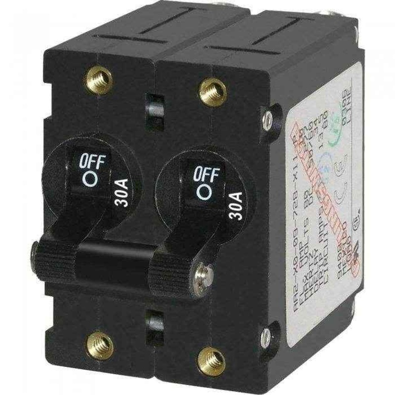 Blue Sea 30 Amp Black A-Series Toggle Circuit Breaker 7237