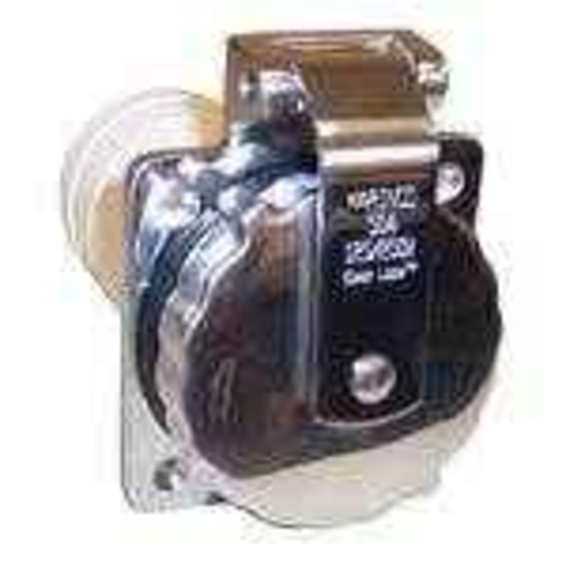 Marinco 50 Amp 125/250 Volt Stainless Steel Power Inlet 6373El-B