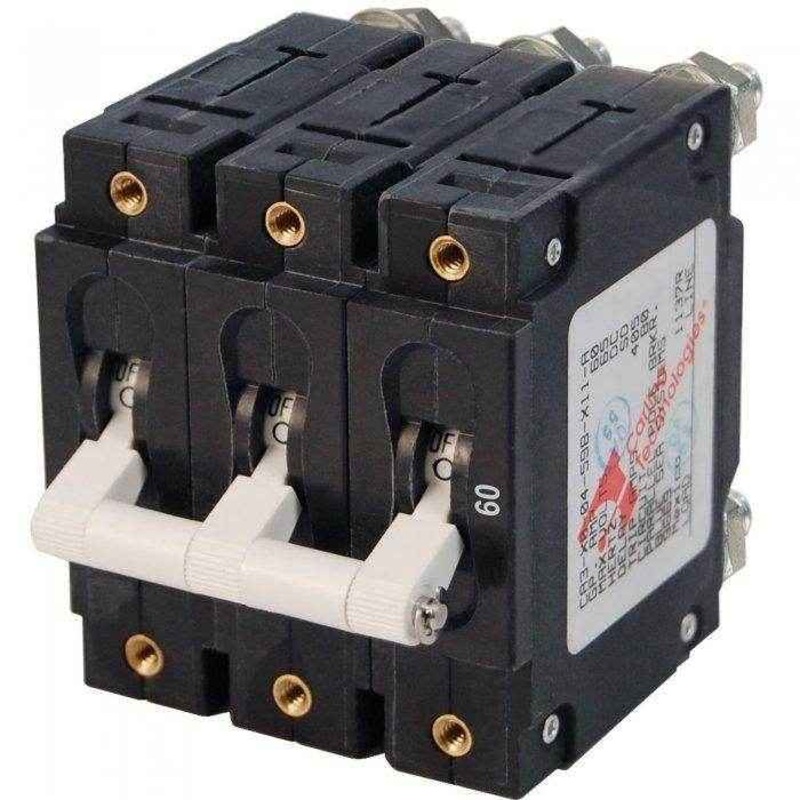 Blue Sea 60A C-Series Toggle Triple Pole Circuit Breaker 7288