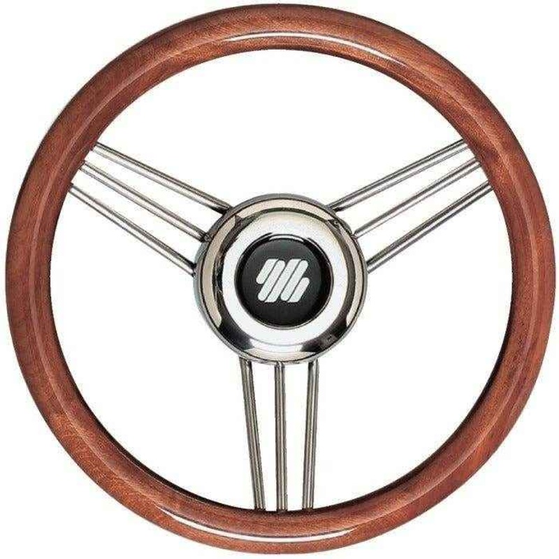 Mahogany Grip & Stainless Steel Boat Steering Wheel | UFLEX USA V26