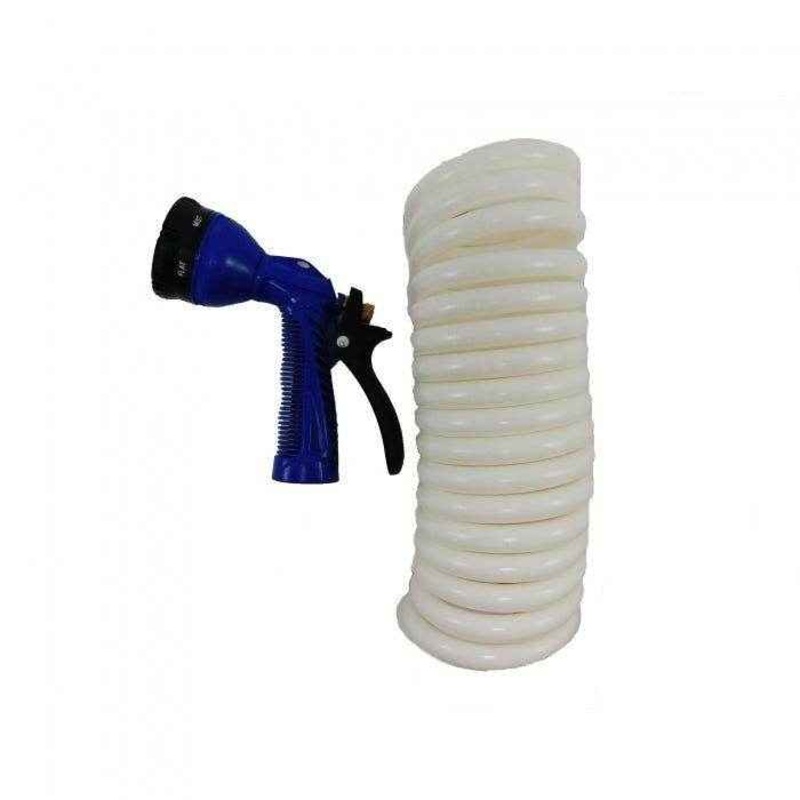 15 ft. White Coiled Hose & Spray Nozzle | Whitecap P-0440