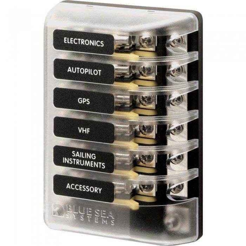 Blue Sea 6 Circuit 3Ag Glass Fuse Block 5015