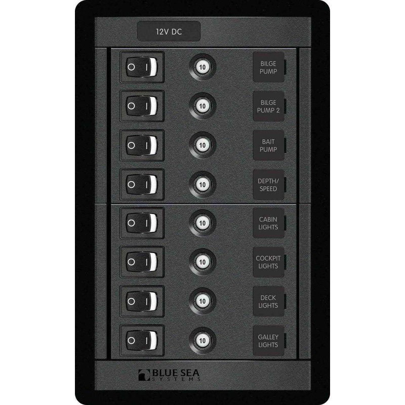 Vertical Rocker Switch Panel 8 Position | Blue Sea 1457