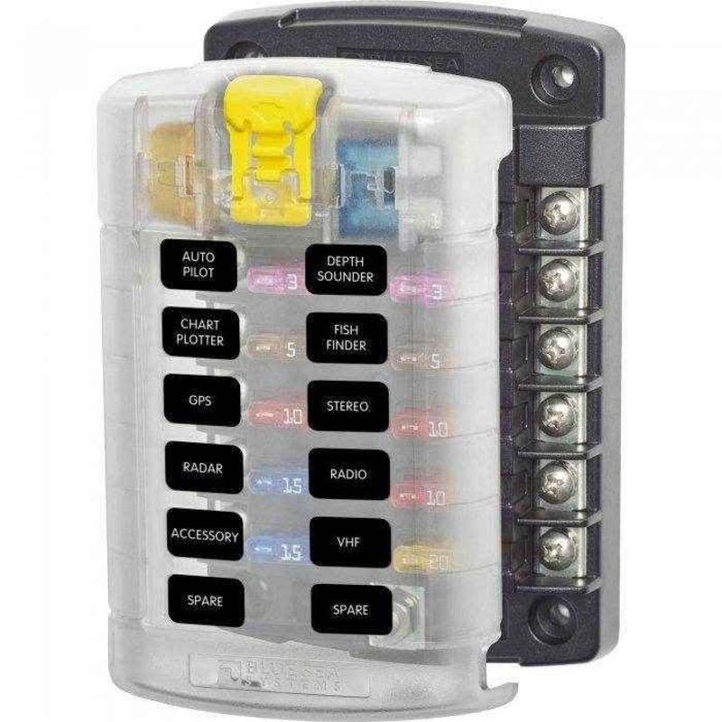 Blue Sea  Ato/Atc 12 Circuit Fuse Block With Cover 5029