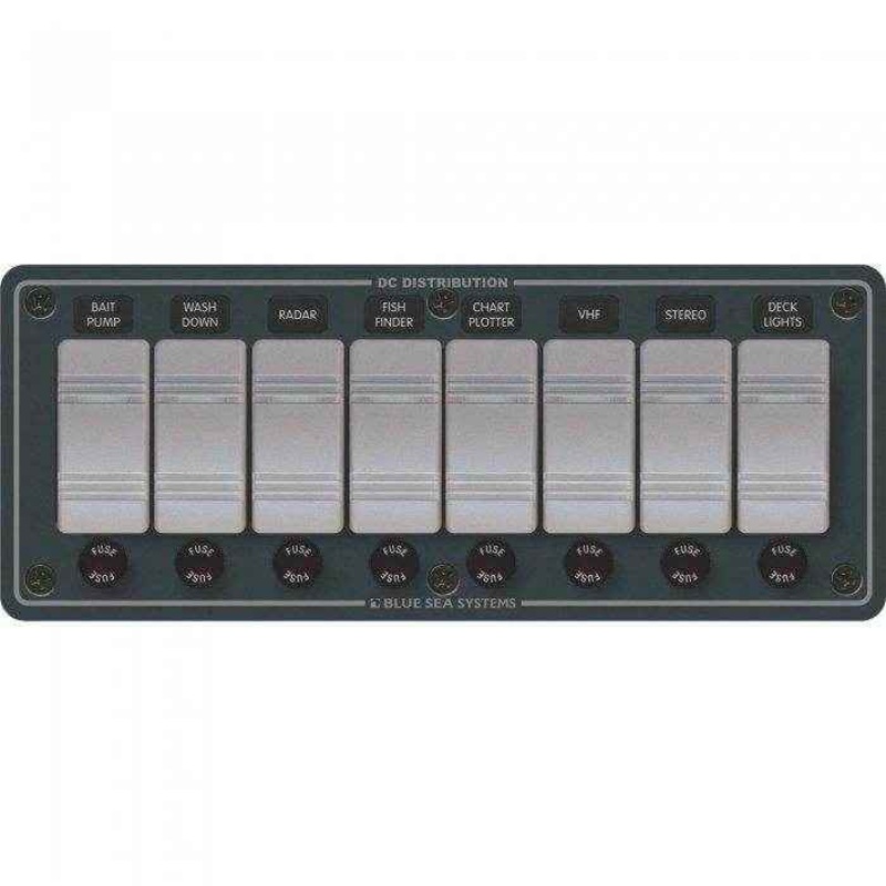 Blue Sea 8 Pos. Water Resistant Fuse Panel (Horizontal) 8261