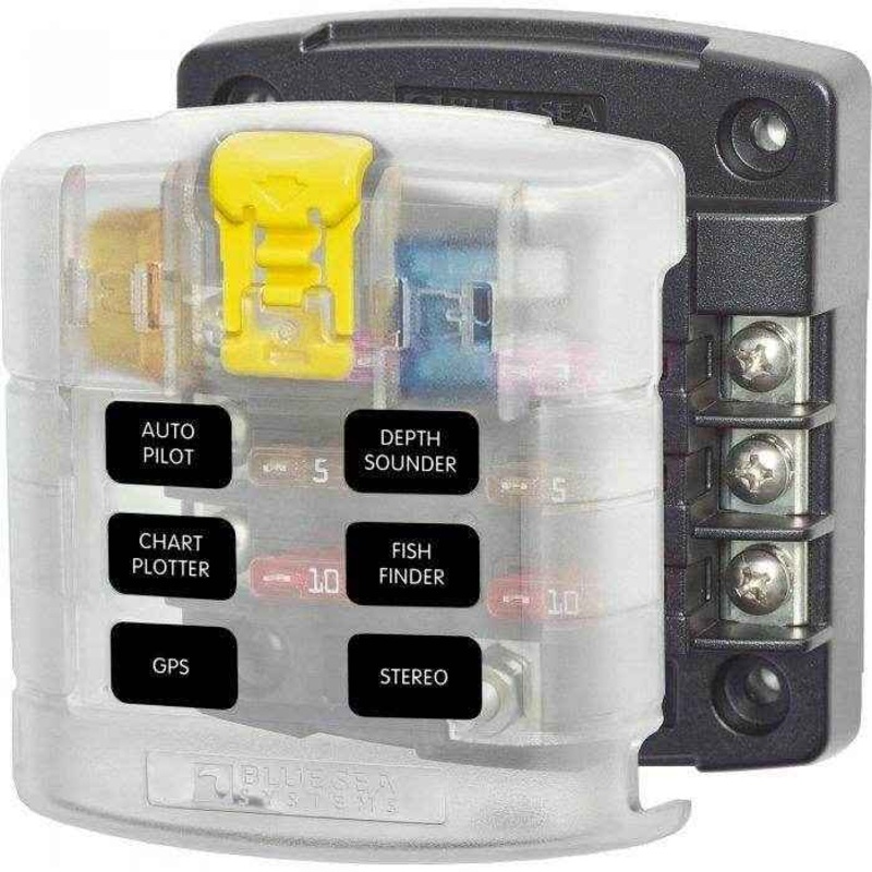 Blue Sea Ato/Atc 6 Circuit Fuse Block With Cover 5028