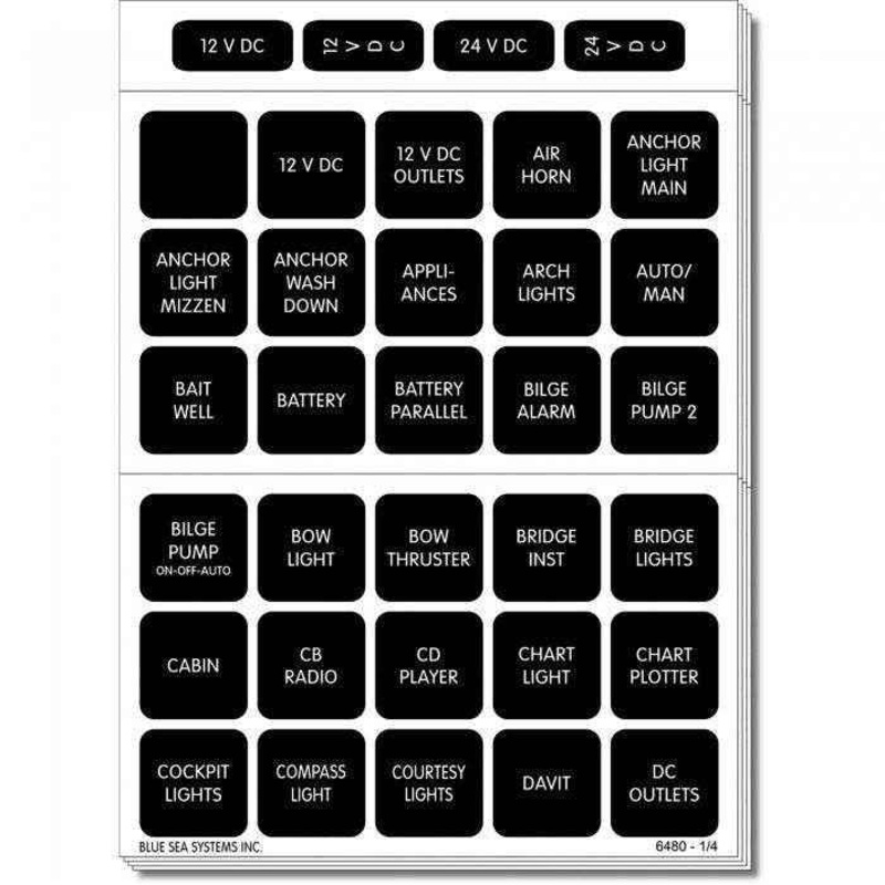 Blue Sea  120 Black Dc Labels 4217
