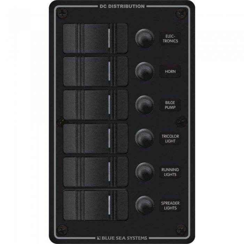 Blue Sea  6 Position Water Resistant Breaker Panel 8373