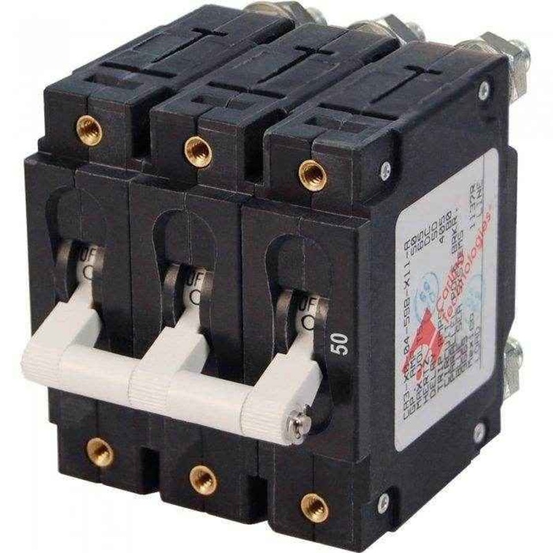 Circuit Breaker C-Series Toggle Triple Pole 50A | Blue Sea 7287