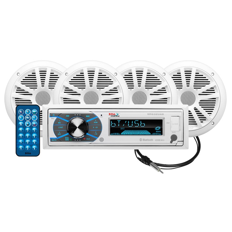 Boss Audio MCK632WB.64 Marine Stereo  2 Pairs of 6.5″ Speaker Kit – White [MCK632WB.64]