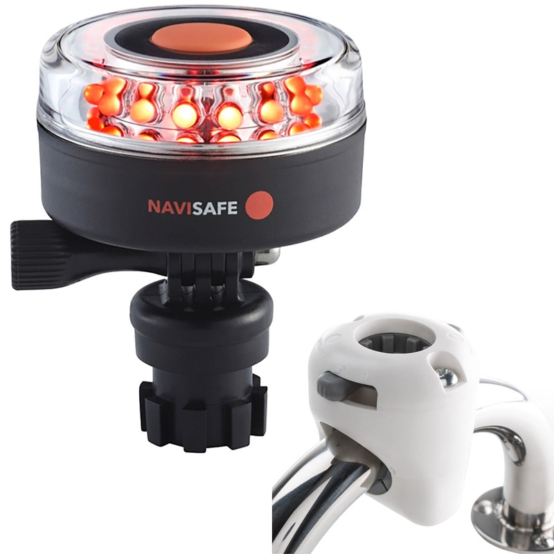 Navisafe Navilight All RED 360 2NM w/Navimount Base  Rail Mount – White [045KIT3]
