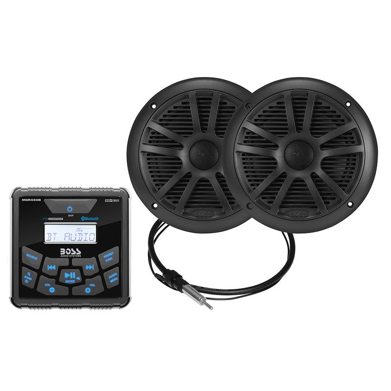 Boss Audio MCKGB450B.6 Marine Stereo  6.5″ Speaker Kit – Black [MCKGB450B.6]