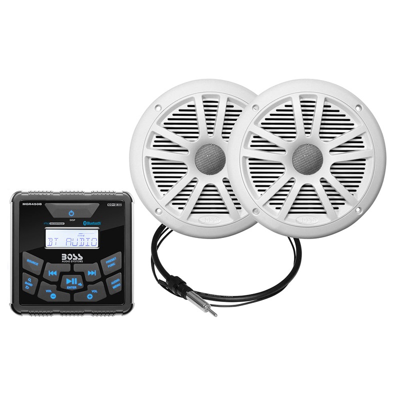 Boss Audio MCKGB450W.6 Marine Stereo  6.5″ Speaker Kit – White [MCKGB450W.6]