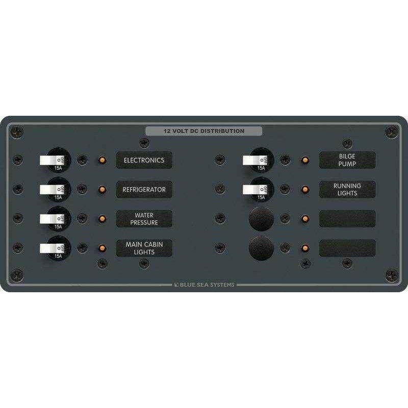 Blue Sea 100 Amp 8 Pos. DC Toggle Circuit Breaker Panel 8385