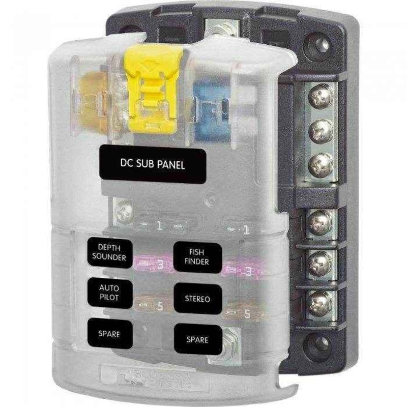 Blue Sea Ato/Atc 6 Circuit Fuse Block With Cover 5025