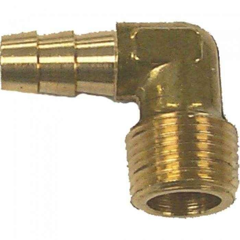 3/8 Inch MNPT x 3/8 Inch Hose Barb 90 Degree Brass Fuel Elbow | Sierra 18-8072